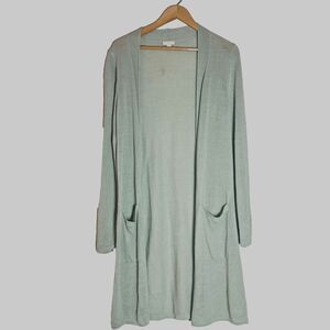 J. Jill Women’s sage Open Front Knit Linen Blend Cardigan Sweater Sz XL